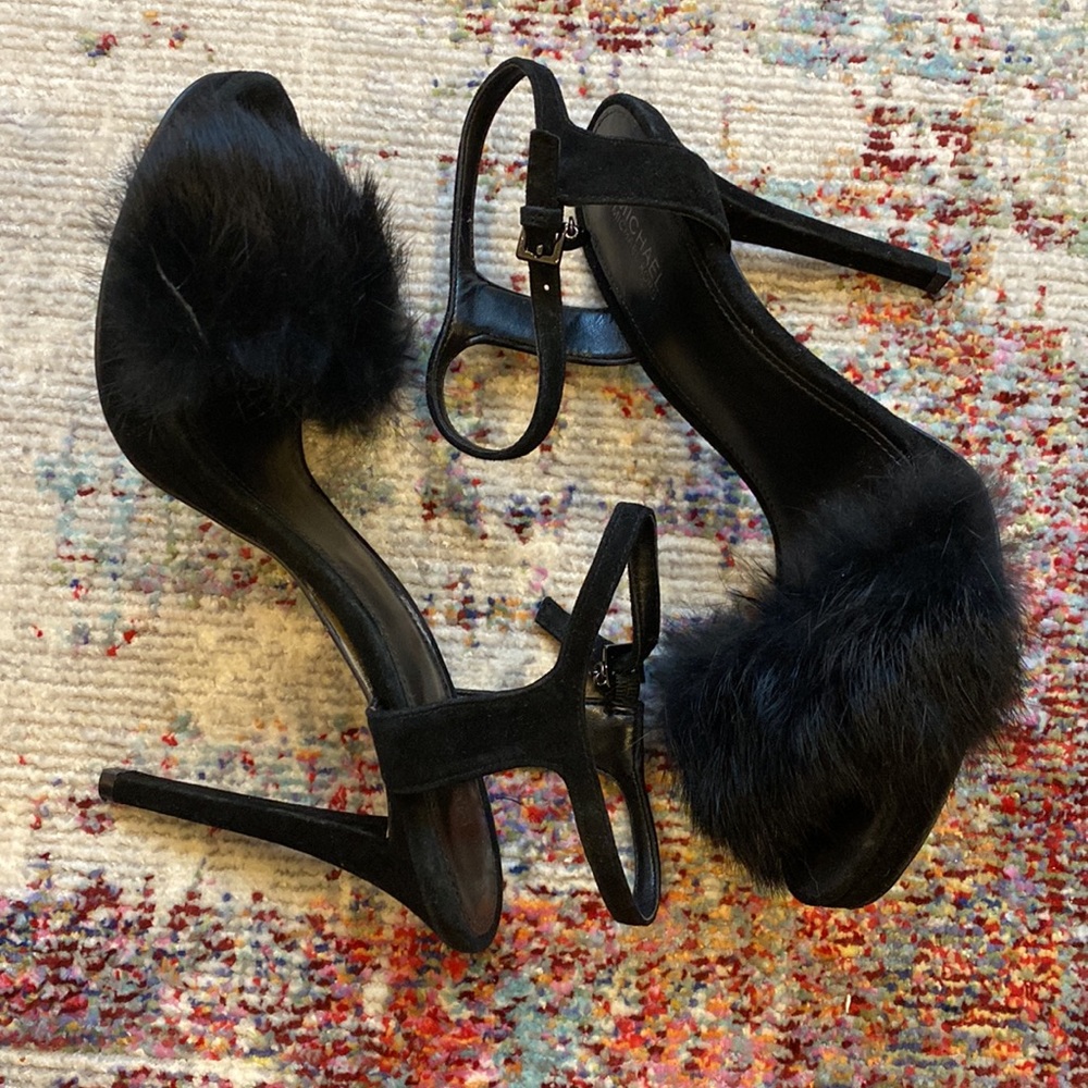 Michael by Michael Kors Black fur heels
